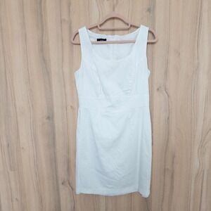 AGB Womens Sheath Mini Dress M White Cotton Sleeveless Minimalist Preppy Summer